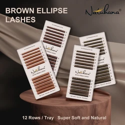 Natuhana braun 0,15mm elipse flache Wimpern verlängerung individuelle falsche Nerz ellipse flache Wimpern Großhandel Split Tips Wimpern