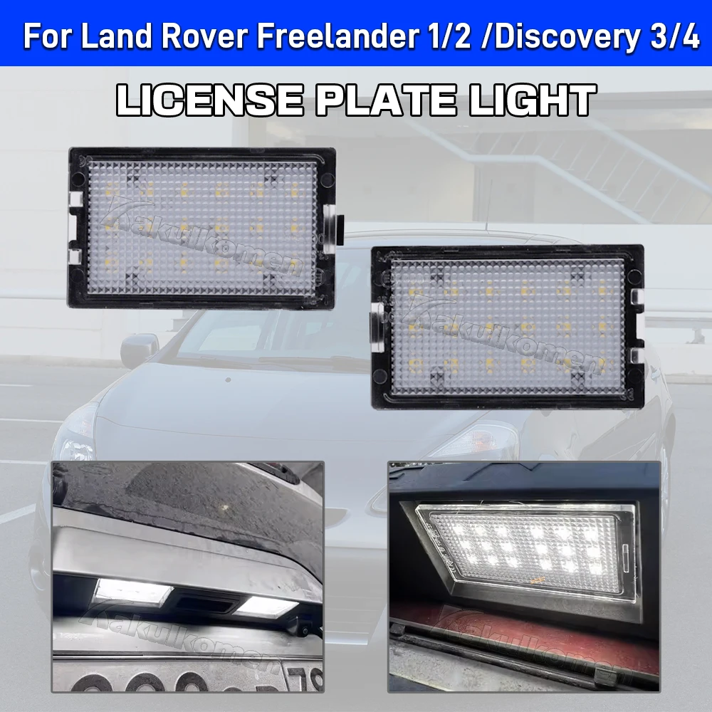 2Pcs LED Number Plate Lights Rear License Plate Lamp For Land Rover Discovery 3 2005-2009 Freelander 2 LR2 Rang Rover Sport L320