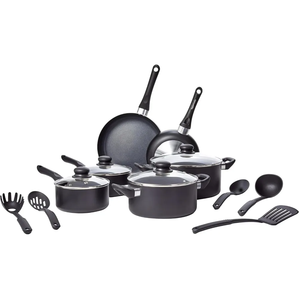 

Non-Stick Cookware 15-Piece Set, Pots, Pans and Utensils, Black