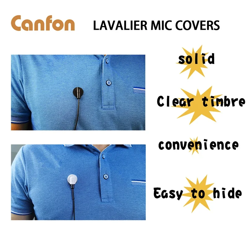 Mic Undercover with 40 Stickies and 40 Fabric Discs for hiding Lavalier Mic and Reduce wind noise, 20 of Each Black/Whit