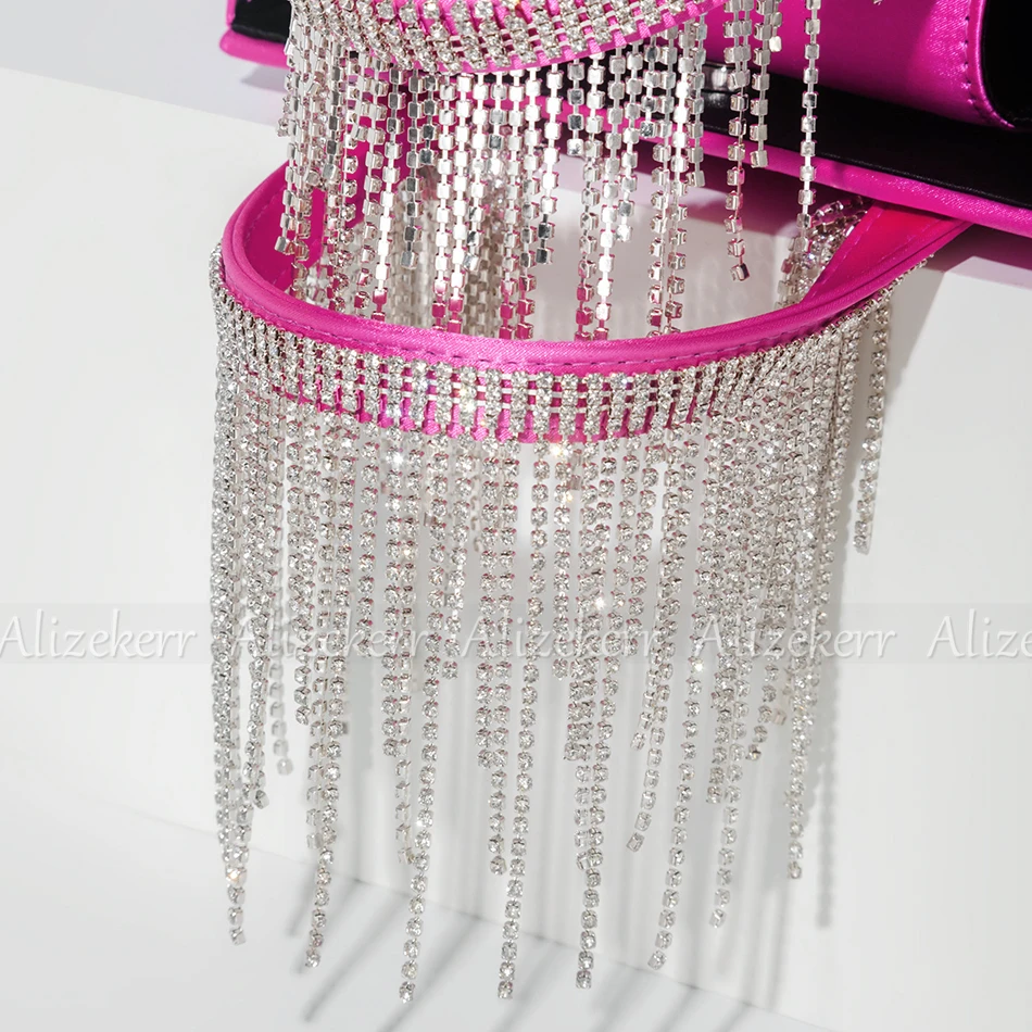 Rhinestone Tassel Satin Handbags Women New Boutique Diamonds Handle Square Box Evening Clutch Purses And Handbags Wedding Party