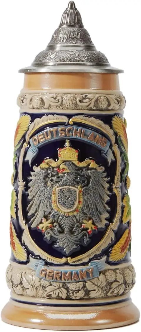 

Beer Stein Mug German Eagle Drinking Tankard with Petwer Lid for Birthday Gifts Men Father Husband 0.8 Liter