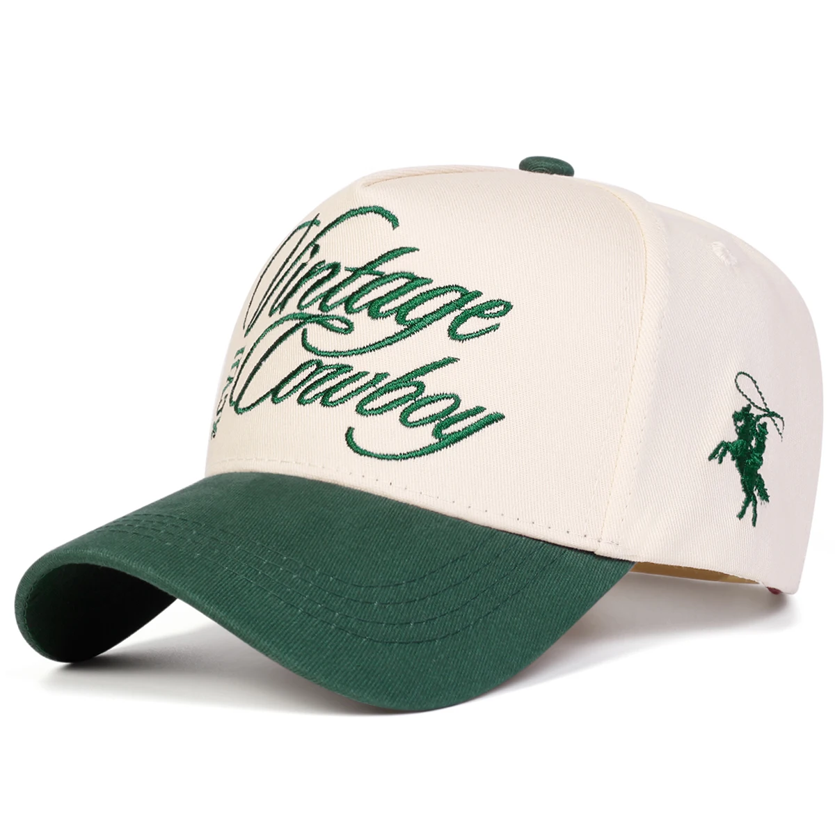 Unisex VINTAGE COWBOY XCVI Baseballkappen mit Stickerei, Frühling und Herbst, für den Außenbereich, verstellbare Freizeithüte, Sonnenschutzhut, Sportkappe – Detail 3