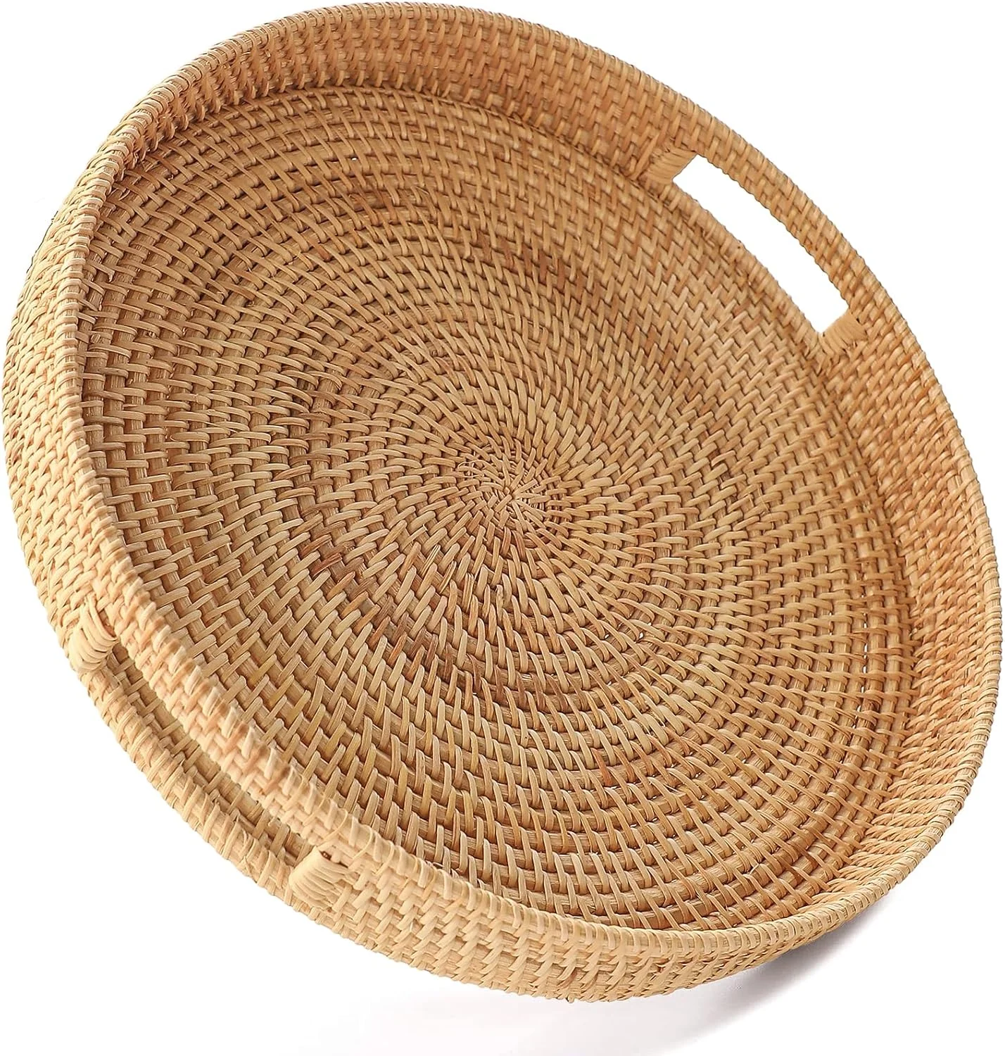 1pc Natural Rattan Woven Serving Tray - Perfect for Kitchen & Dining, Ideal for Fruit, Bread, Snacks & More