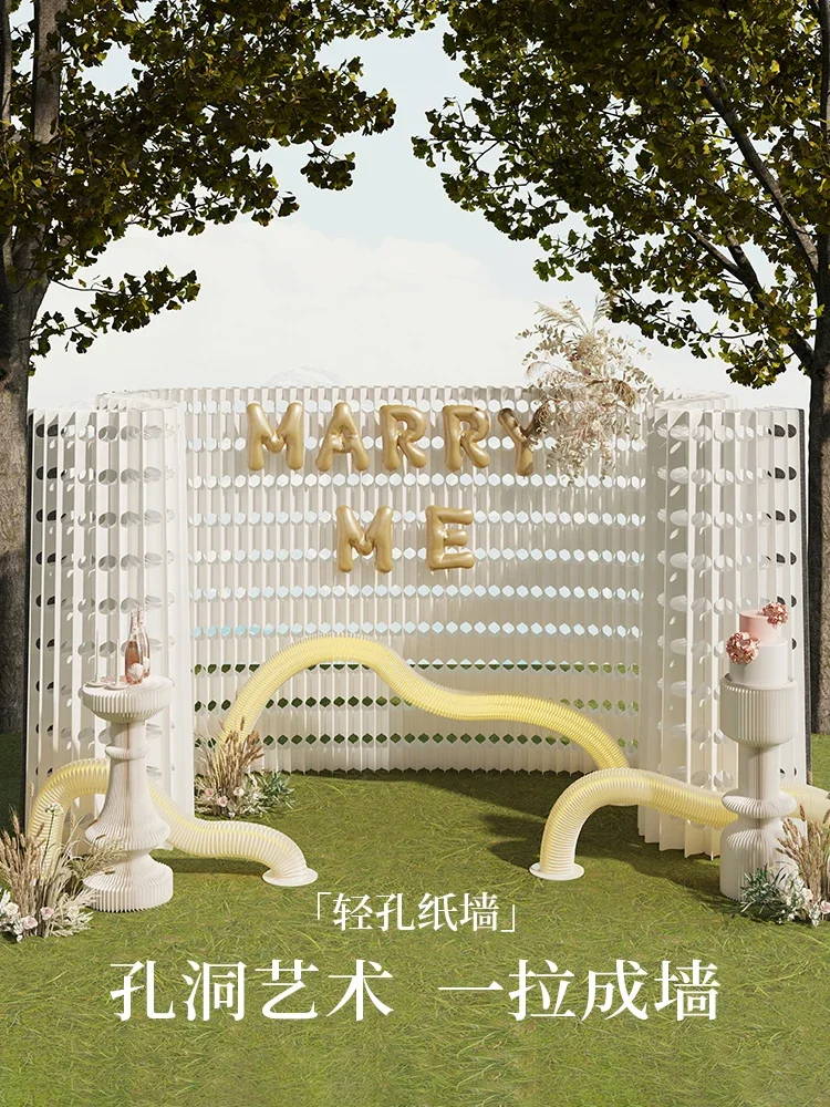 Office screen high partition wall folding push-pull mobile light hole organ paper wall commercial exhibition partition