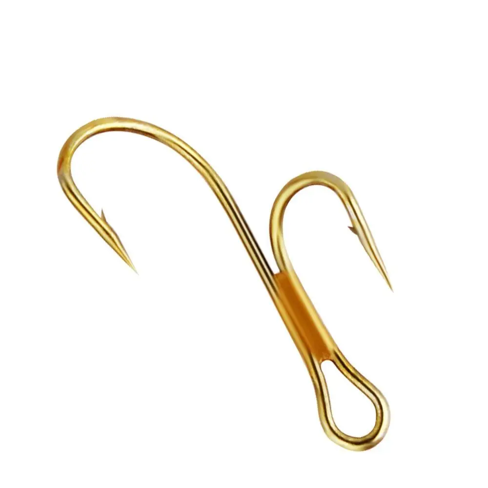 20Pcs Barbed Golden Double Fishing Hooks Ryder Pike Dead Bait Predator Salmon Trout Perch Ringed Zander Twin Hook Accessories