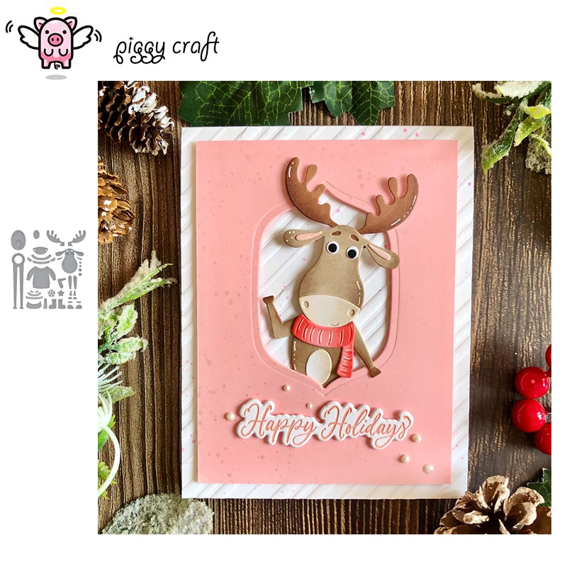 

Piggy Craft metal cutting dies cut die mold Christmas sweater reindeer Scrapbook paper craft knife mould blade punch stencils