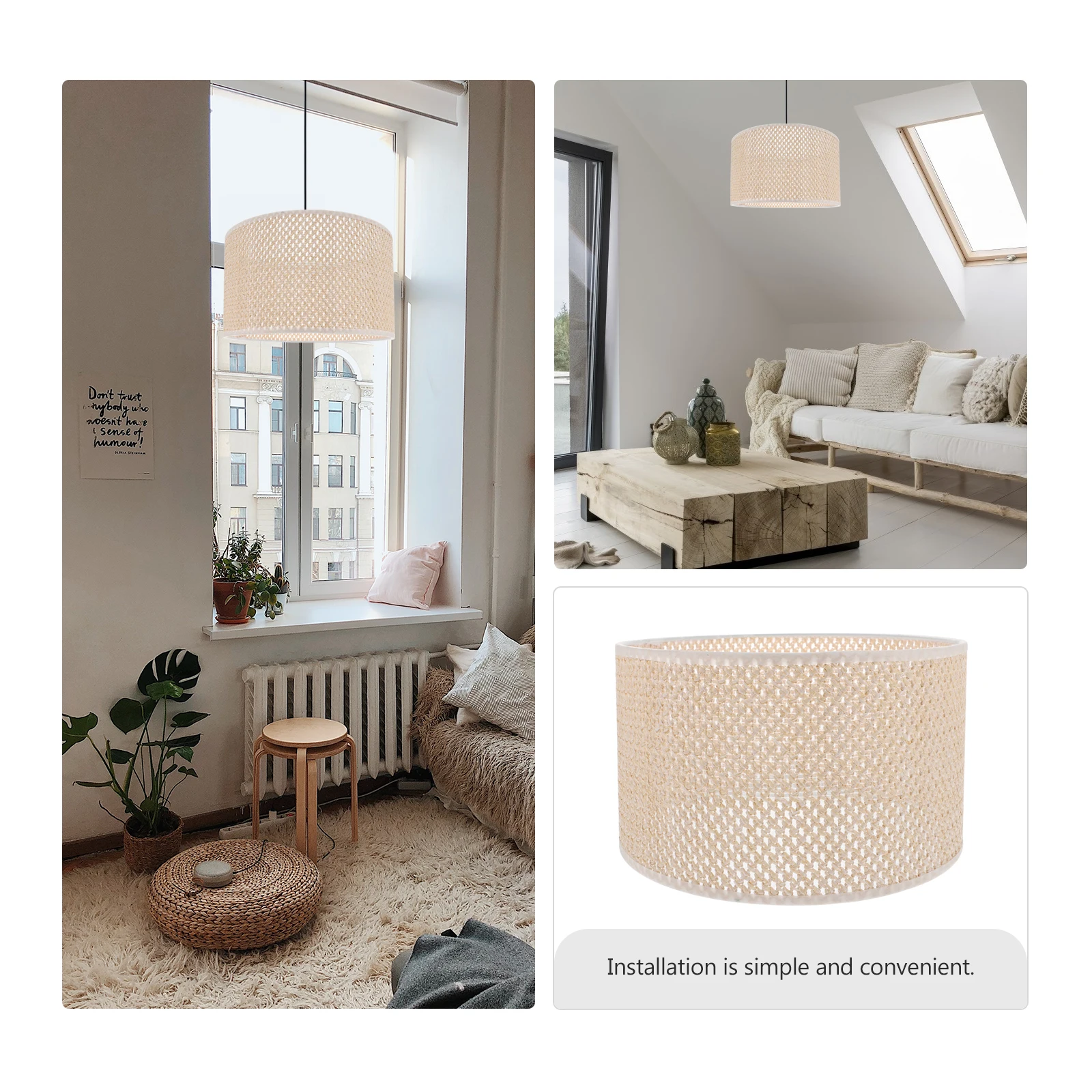 

Lampshade Table Lamp Cover Desk Home Office Modern Iron Cane Basket Woven Light Decor Practical High Grade Easy