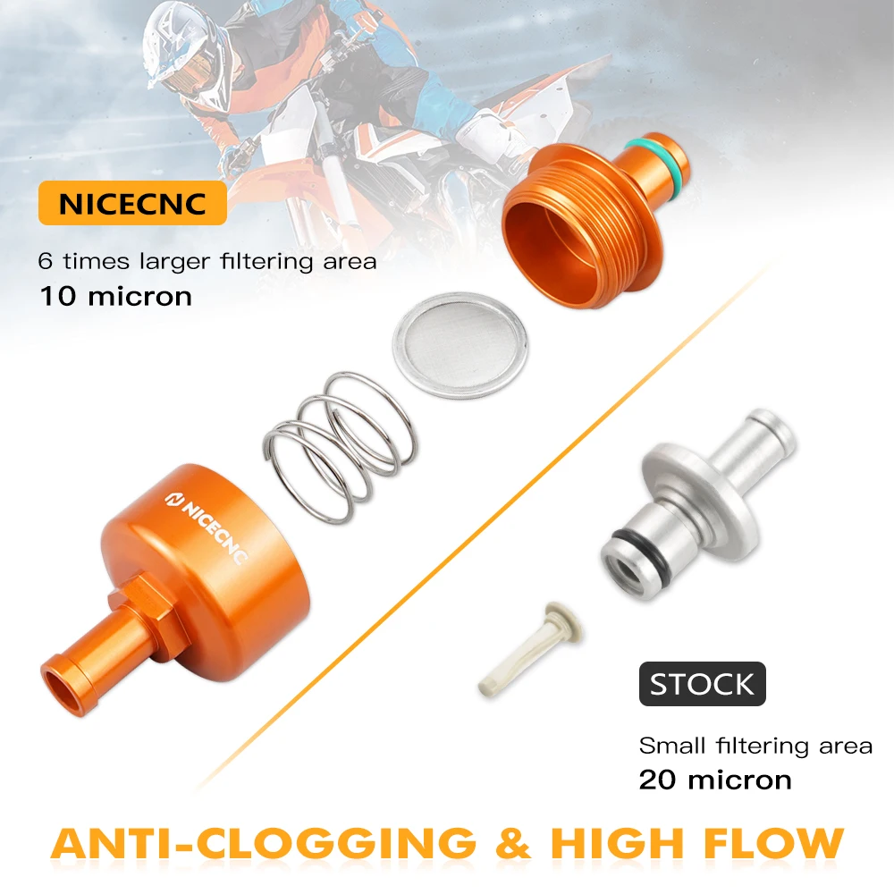 NICECNC فلتر الوقود ل KTM EXC XC XCW ستة أيام TPI SXF XCF EXC-F XCF-W 150 250 300 350 450 500 التصنيع باستخدام الحاسب الآلي 6061-T6 الألومنيوم