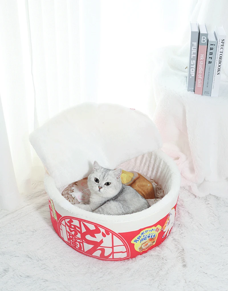 Hundehaus Katzenhaus Super Großes Sofort-Nudelbett Warmes Hundekatzen-Nest Kissen Udon Cup Nudel Haustierbett Gemütliches Nest – Detail 5