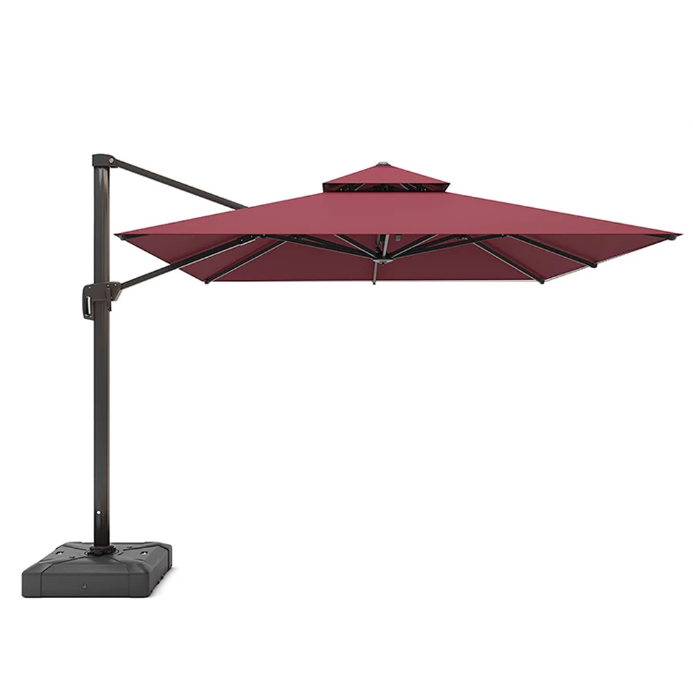 Patio Umbrella Square Cantilever Large Umbrella Windproof Offset Umbrella Heavy Duty Hanging Umbrella 360 rotation