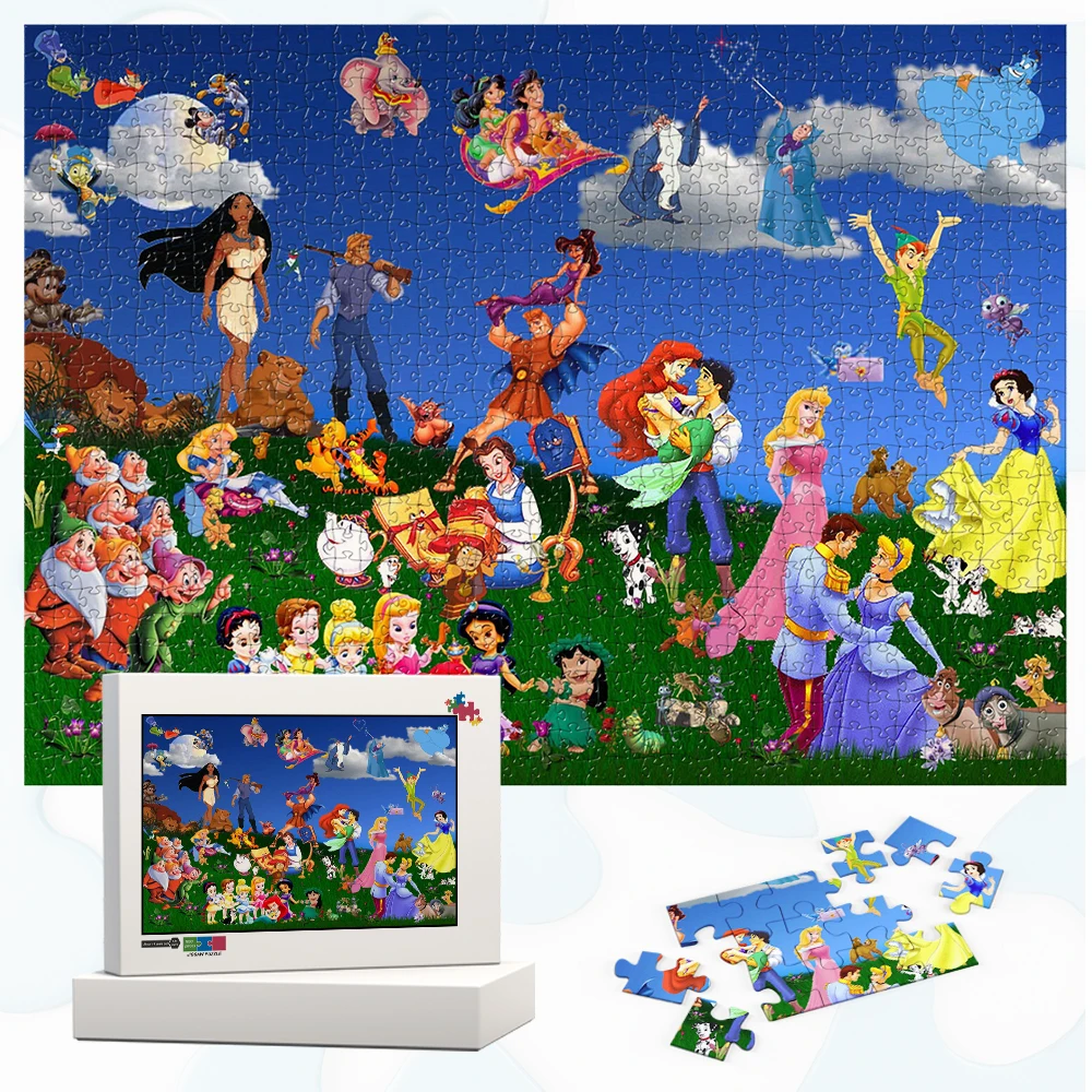 

Disney Characters Cartoon Puzzle Beautiful Grassland Background Games and Puzzles Clear Blue Sky Paper Jigsaw Puzzles for Adults