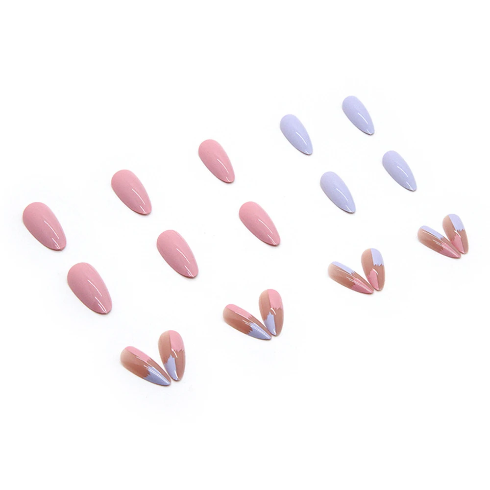 Gentle Contrasting Colors Water Drop Fake Nail Ultra-flexible Long Lasting Fake Nails for Daily and Parties Wearing