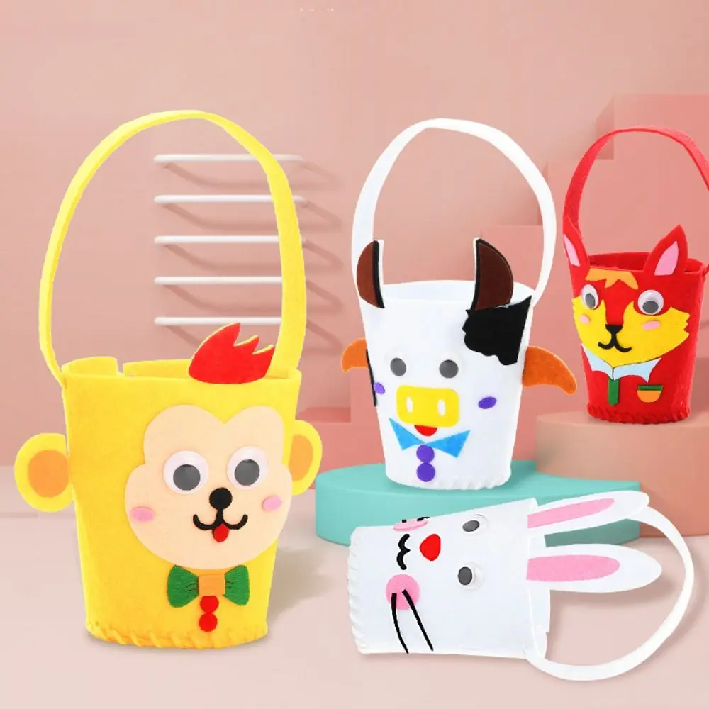 Cubo de almacenamiento de tela no tejida, bolso DIY, tela no tejida, animales, juguetes educativos para niños, Material colorido DIY