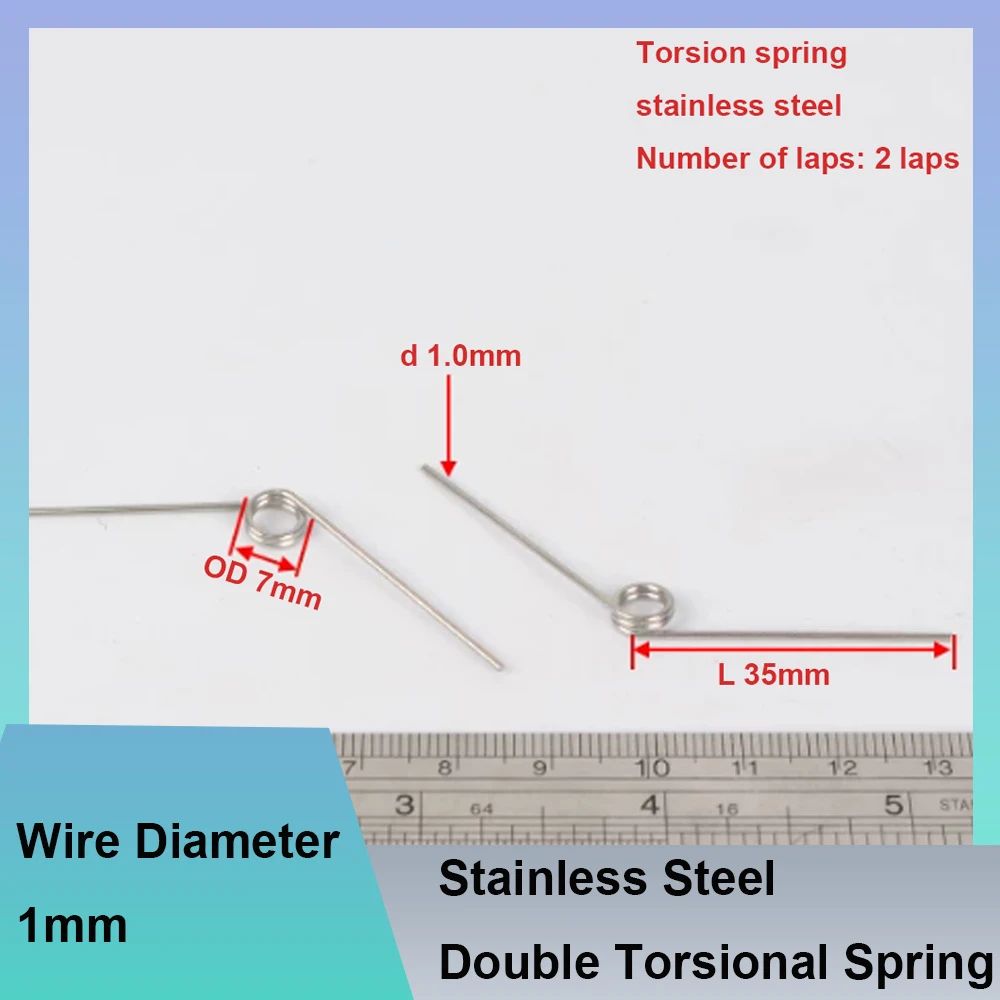 Wire Diameter 1mm Stainless Steel Double Torsional Spring Rotation Reset Coil Spring Hardware DIY Replacement Small Springs
