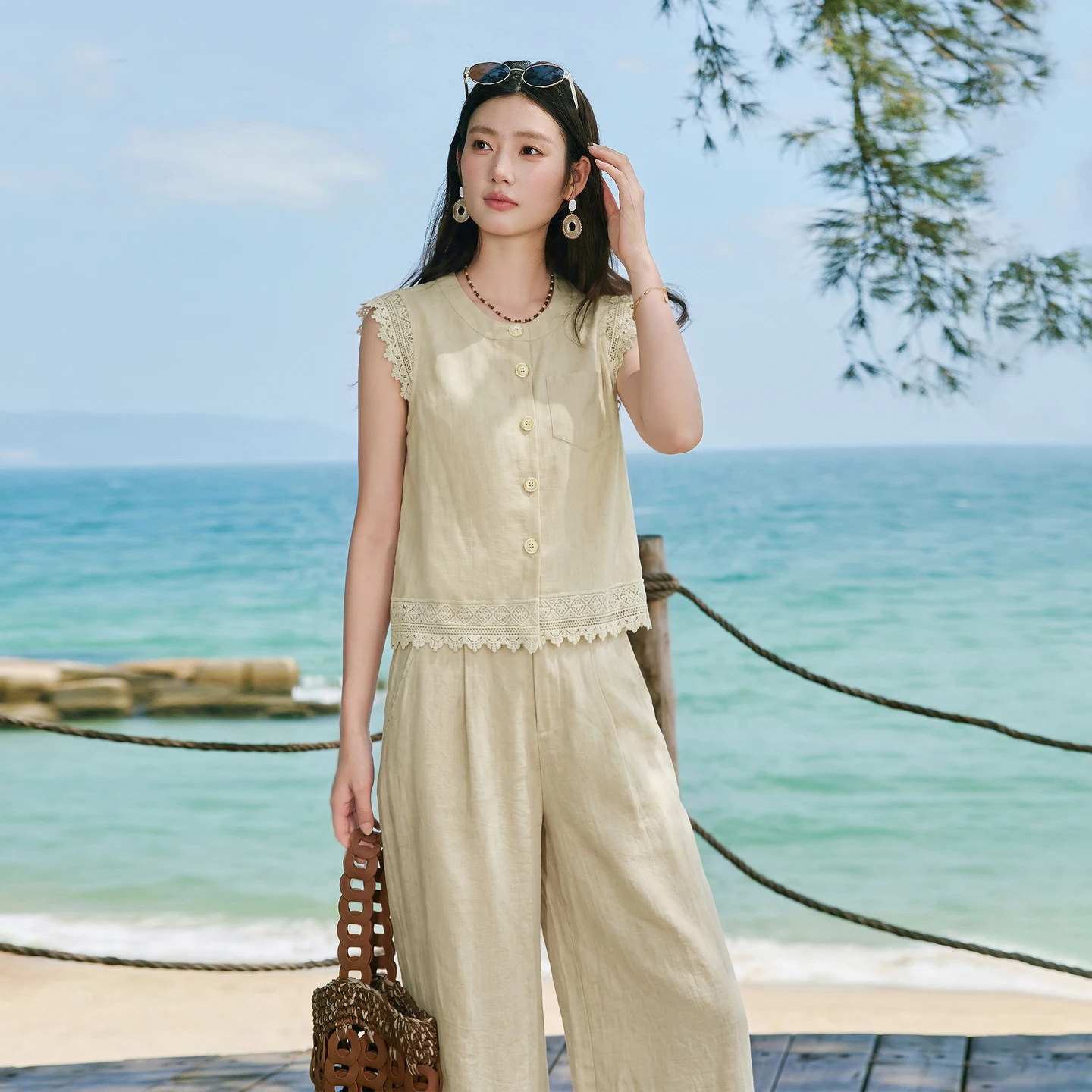 SENTUBILA Women's Khaki Casual - огляд і ціна Linen Pant Wide