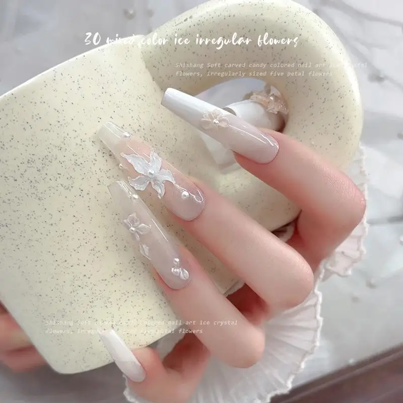 30 sztuk kwiat lilii Nail Art Charms 3D ozdoby do paznokci akcesoria do Manicure materiał żywiczny DIY entuzjastów zdobienia paznokci