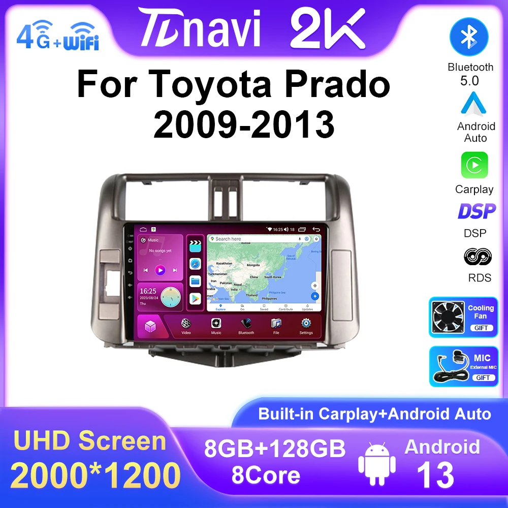 

For Toyota Land Cruiser Prado 150 2009 - 2013 Car Radio Multimedia Video Player Navigation WIFI 4G LET Head Unit No 2din 2 din