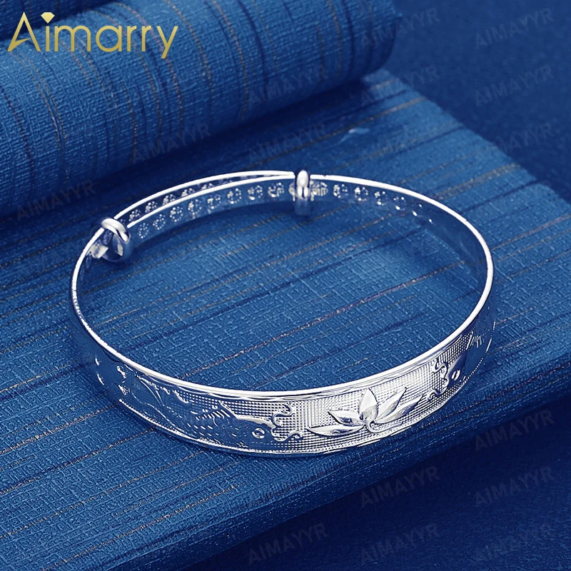 925 Sterling Silver Chinese Lotus Pond Pattern Bracelet for Women's Parties Banquets Weddings High-quality Fashion Jewelry