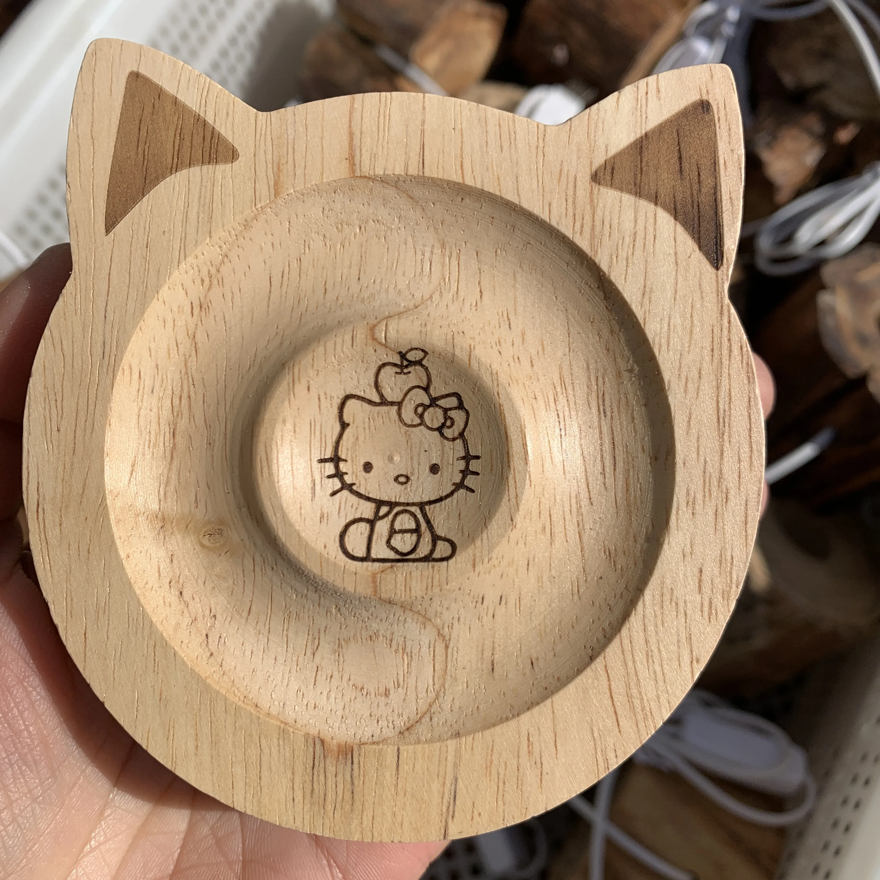 Crystal Ball Holder Wood Display Support Base cat head shaped bracelet holder for Home Decoration