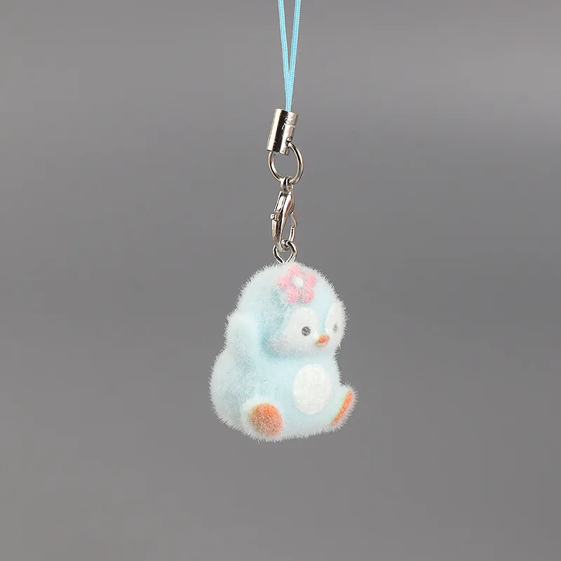Llaveros de pingüino bonitos, llavero con colgante de pingüino de resina flocado para bolso, colgante, cordón para teléfono móvil, accesorios, llaveros diarios