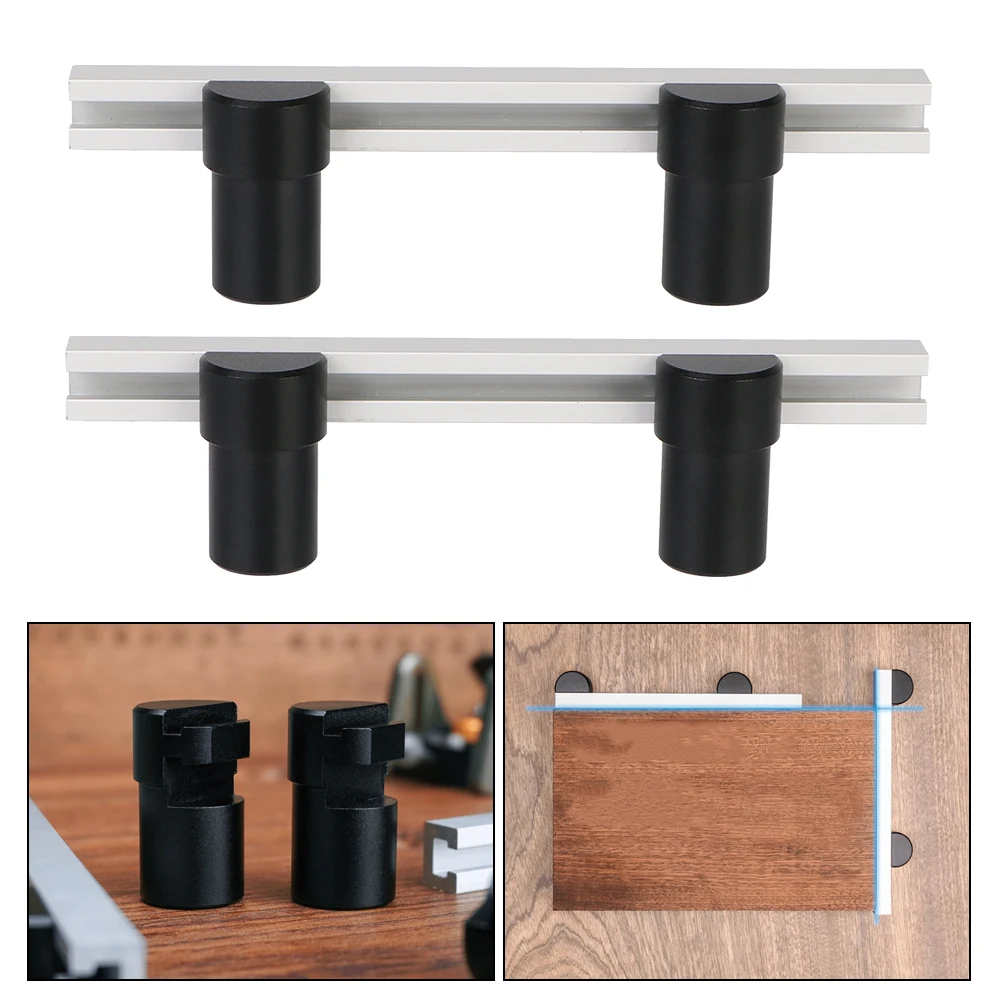 Table Planing Stop Bench Dogs Clamp 2pcs for T-Track Woodworking DIY Table Fixing Clamp Bench Planing Stop Baffle