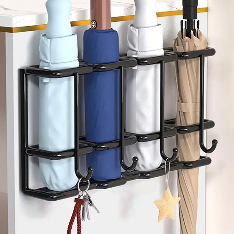 منظم المظلة للجدار 4-فتحة الحائط مظلة معدنية تخزين حامل اللوازم المنزلية توفير المساحة المنظم المنزل