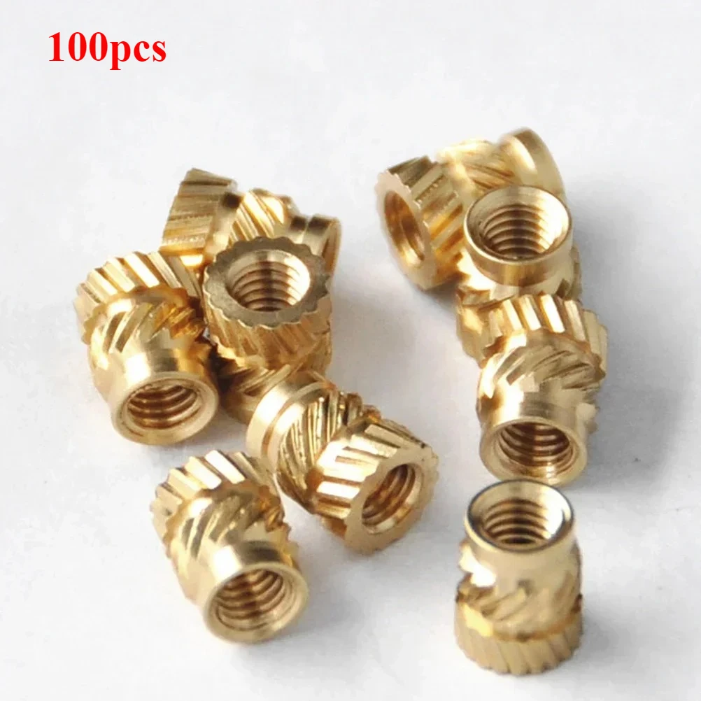 100pcs M3x5.7x4.6mm Thread Knurled Brass Threaded Heat Set Heat Resistant Insert Embedment Nut for 3D Printer accessories