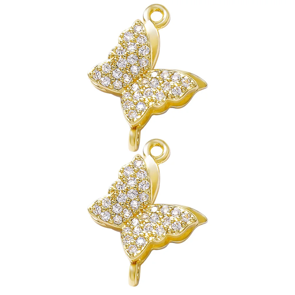 

2Pcs Bright Metal Butterfly Pendants Crystal Charms for Jewelry Making DIY Accessories Bracelets Necklaces Decoration