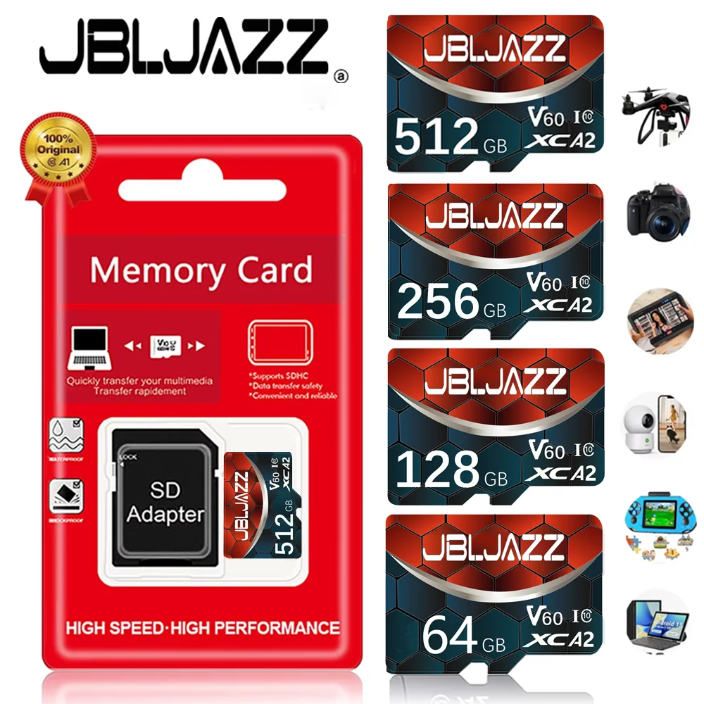 

High-Speed Memory Card 64GB/128GB Micro TF SD Card 256GB/512GB for Cameras Surveillance Lenovo Xiaomi Devices
