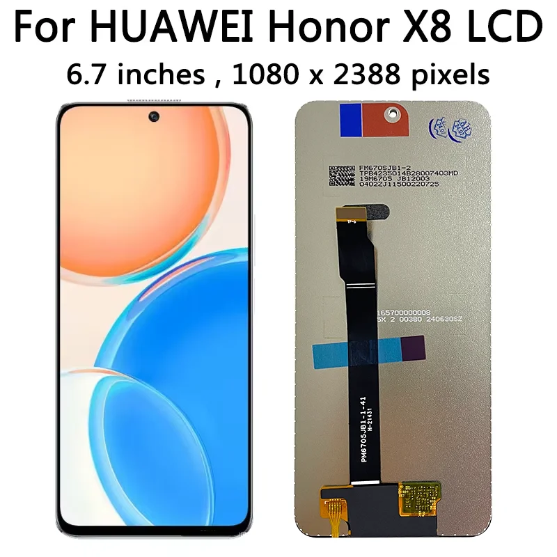 6.7''Test X30i LCD For Huawei Honor X8 TFY-AN00 LCD Screen Frame Touch Screen Panel Digitizer For Honor Play 6T Pro LCD