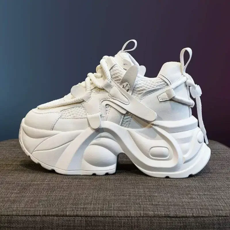 Casual Sport Shoes Thick Bottom Heightening Women's Footwear Fashionable Breathable Mesh Upper Versatile Autumn New Arrival