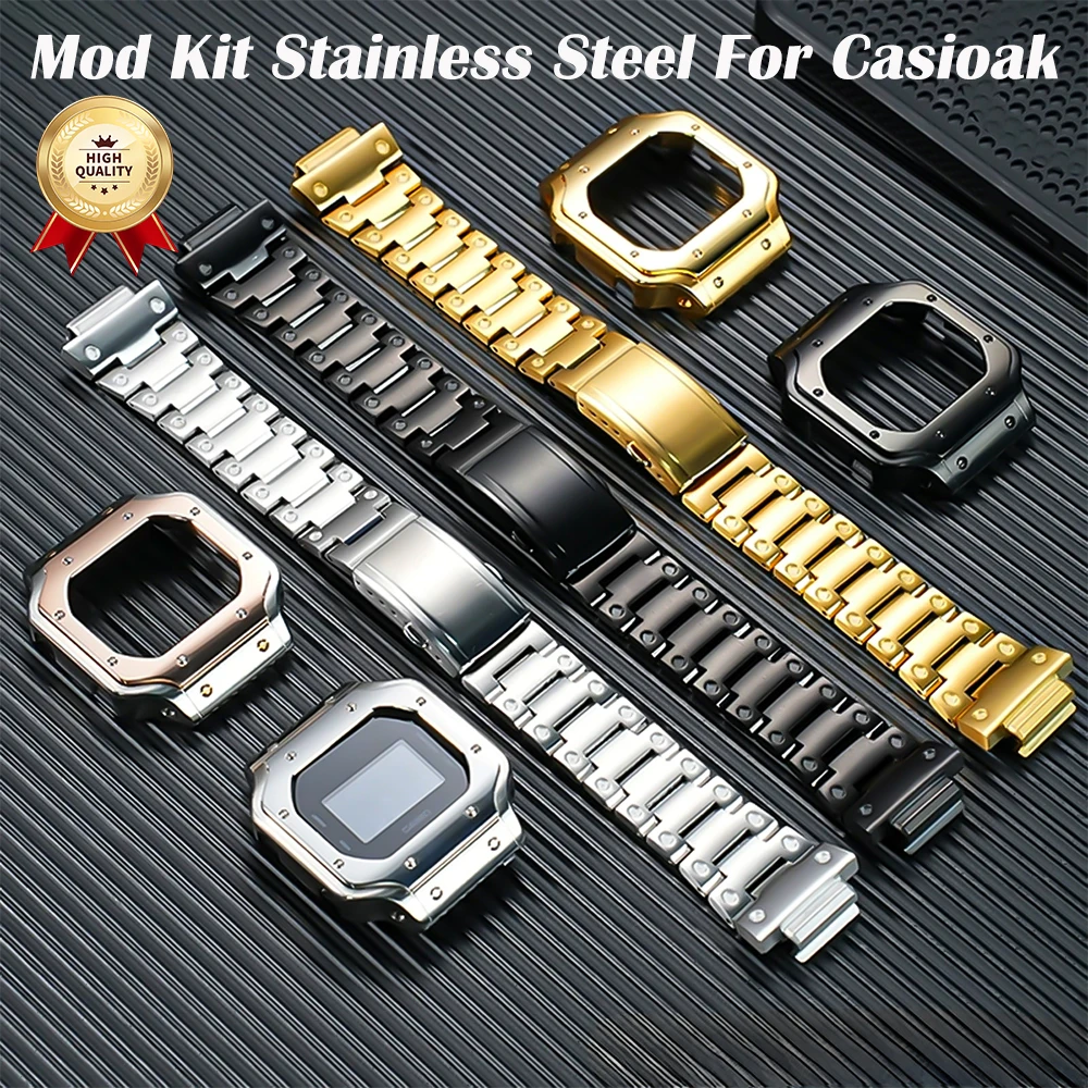 

DW-5600 Modified metal bezel watchband for DW5700/5750 small square DW-H5600mb men watch Chain case stainless steel watch strap