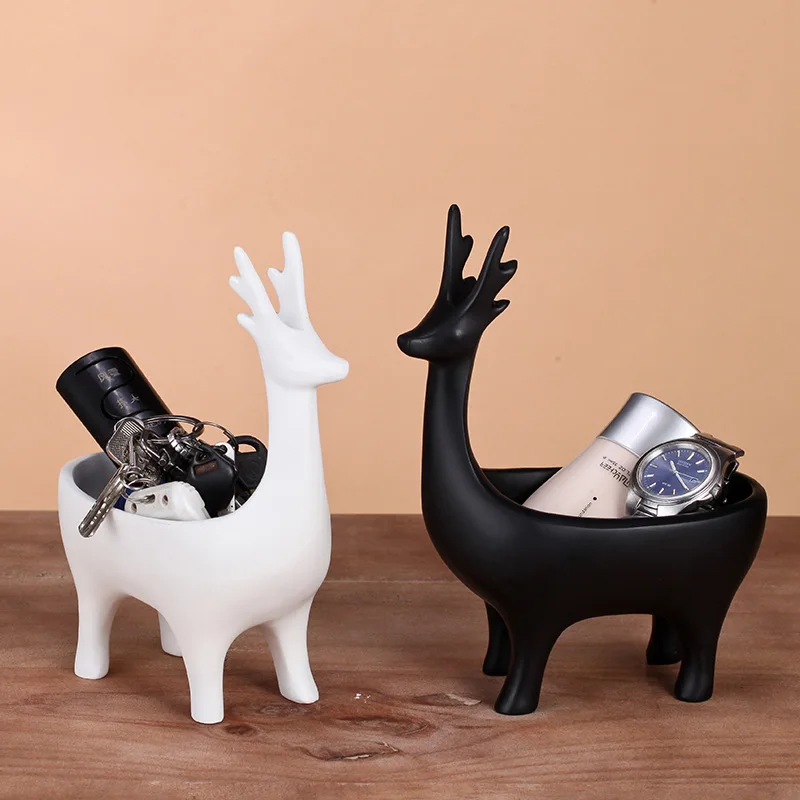 

Creative Simple Animal Deer Porch Key Storage Box Ring Bracelet Jewelry Ornaments Jewelry Display Stand Home Living Room Crafts