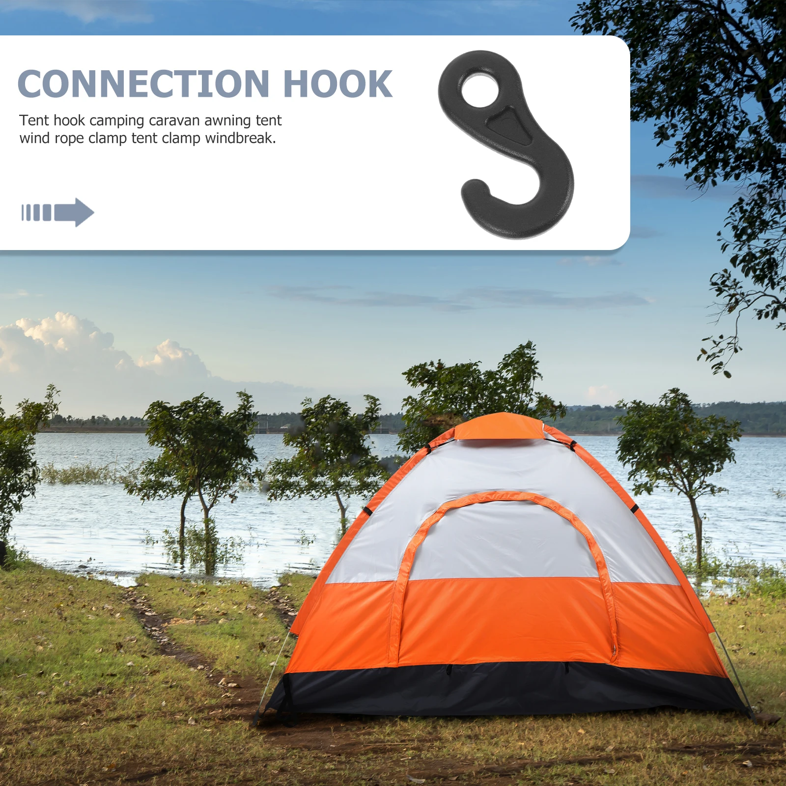 

10pcs Black Tent Hooks Lightweight Camping Accessories Portable Tightener POM Plastic Fixed Outdoor Hook Travel Strong Wind