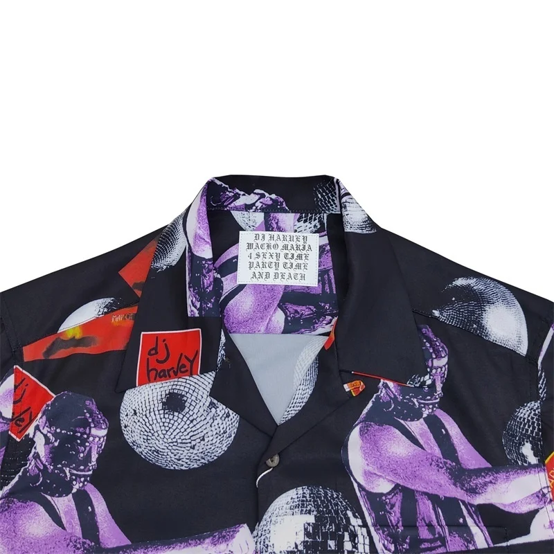 Summer Full Print Pattern WACKO MARIA Hawaii Short Sleeve Shirt Street Clothing Men's Women's Fashion Shirt