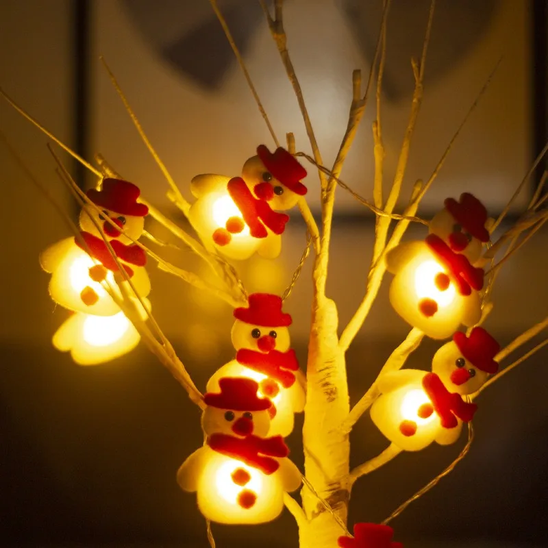 Christmas Snowman String Lights - 10 LEDs 5.4ft Waterproof Light Up String Lights, Short Plush Lights for Christmas Decorations