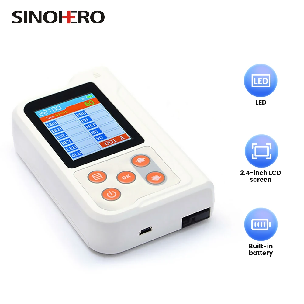 SINOHERO Contec BC401 Bluetooth анализатор мочи 2,4 дюйма светодиодный мини-прибор для анализа мочи цифровой 11-параметрический анализ через приложение SINOHERO Contec BC401 Bluetooth анализатор мочи 2,4 дюйма светодиодный мини-прибор для анализа мочи цифровой 11-параметрический анализ через приложение