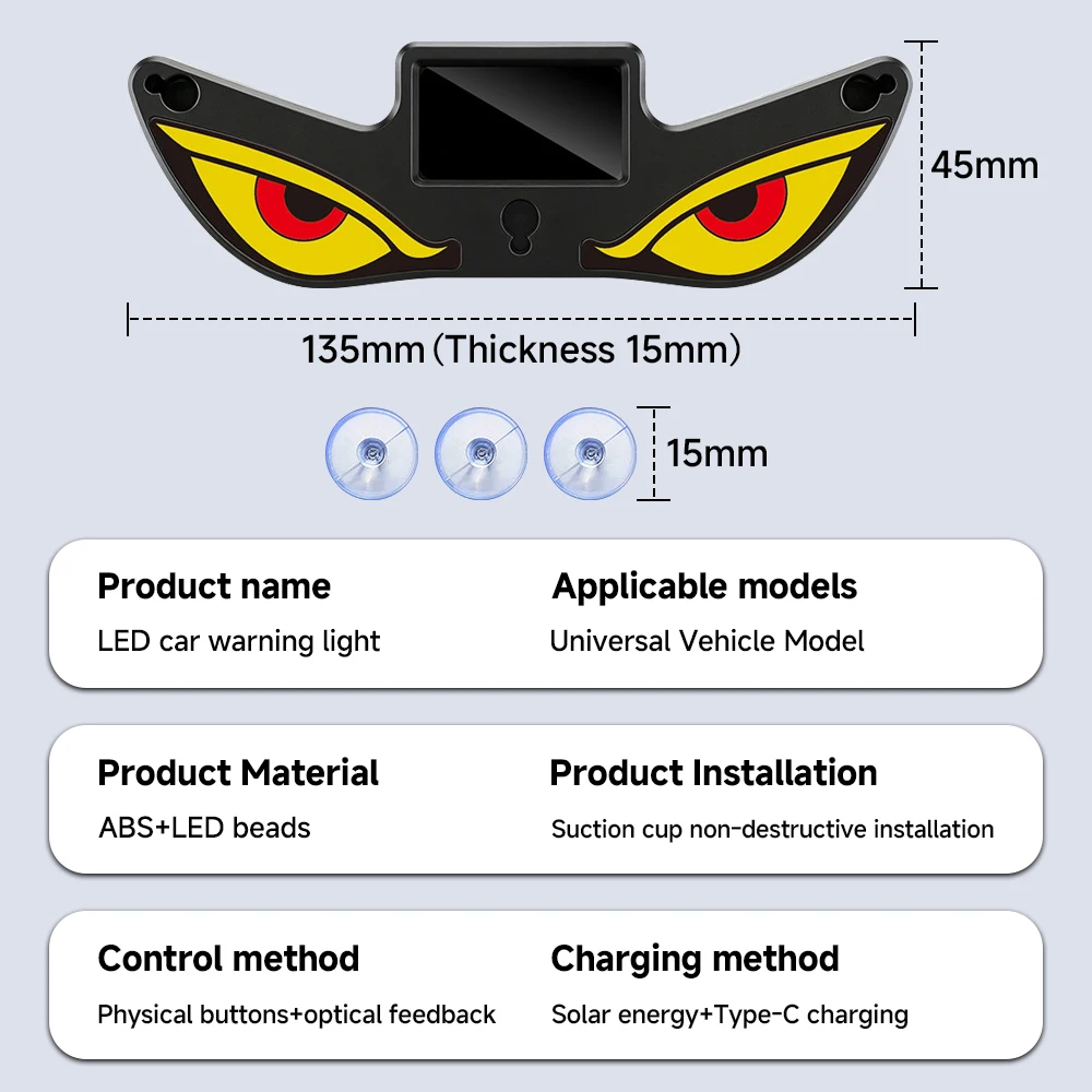 For Jeep Renegade Compass Grand Cherokee WK2 Wrangler JL JK Gladiator Patriot Rubico Car Solar LED Warning Light Accessories view 5