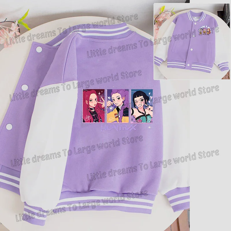 Chaqueta Demon Hunters Kpop para niñas, ropa de calle de Anime, chaquetas para niños, abrigo bonito de manga larga para otoño y primavera, ropa informal holgada