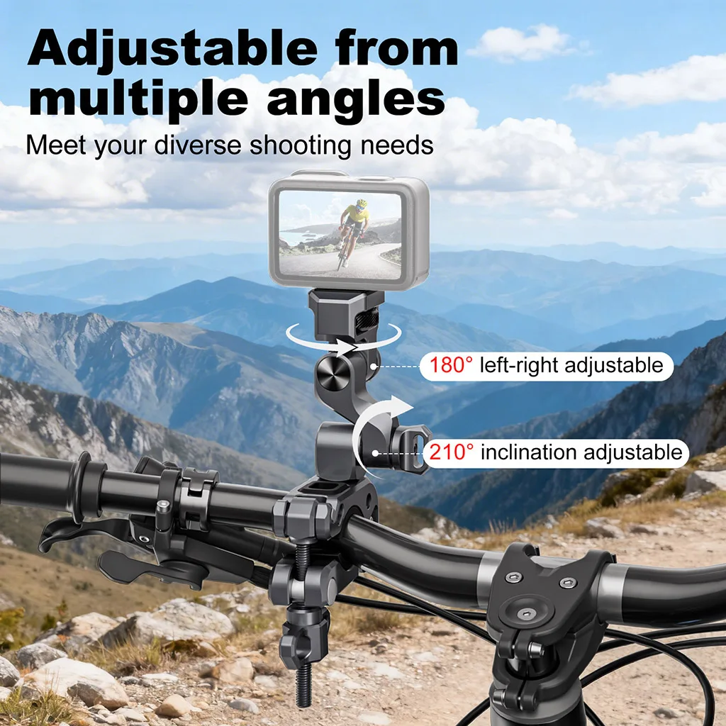 Silikon-Metall-Fahrrad-Actionkamera-Halterung mit Rutschfestem Lenkerbefestigungssystem 360° ° Drehbarer Halter für GoPro13 DJI Pocket 3/4 für Insta360 X5 Kamera – Detail 14