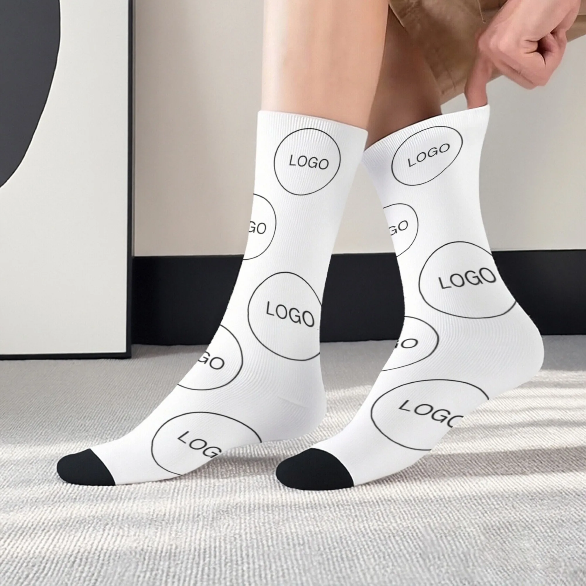 Kaos Kaki Lembut Custom dengan Cetak Pola Logo Pribadi, Kaos Kaki Setengah Betis, Hangat dan Nyaman, Hadiah Ideal untuk Perusahaan, Sekolah, Kenangan