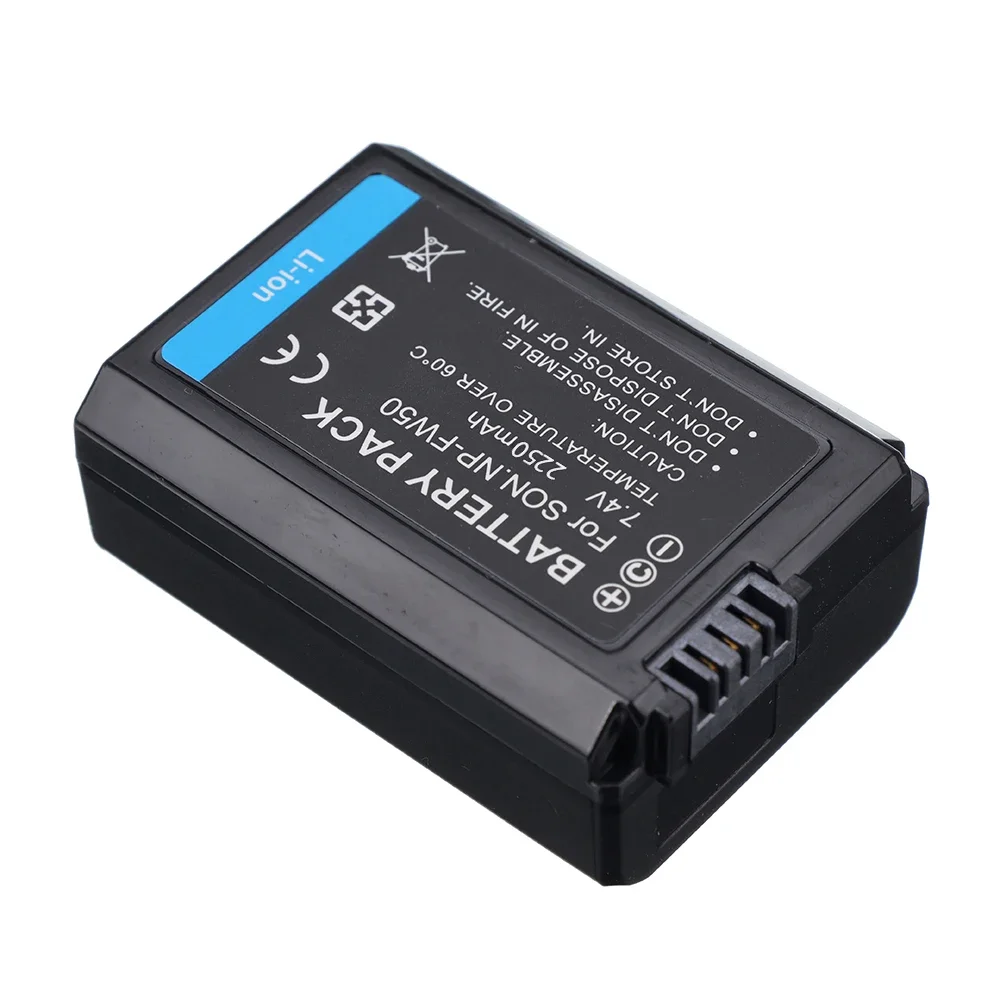 NP-FW50 7.4v 2250mAh Rechargeable Battery for NP FW50 Sony NEX 5/7 A7 A7II A6000 A7S A6100 A6400 A6500 RX10 ZVE10