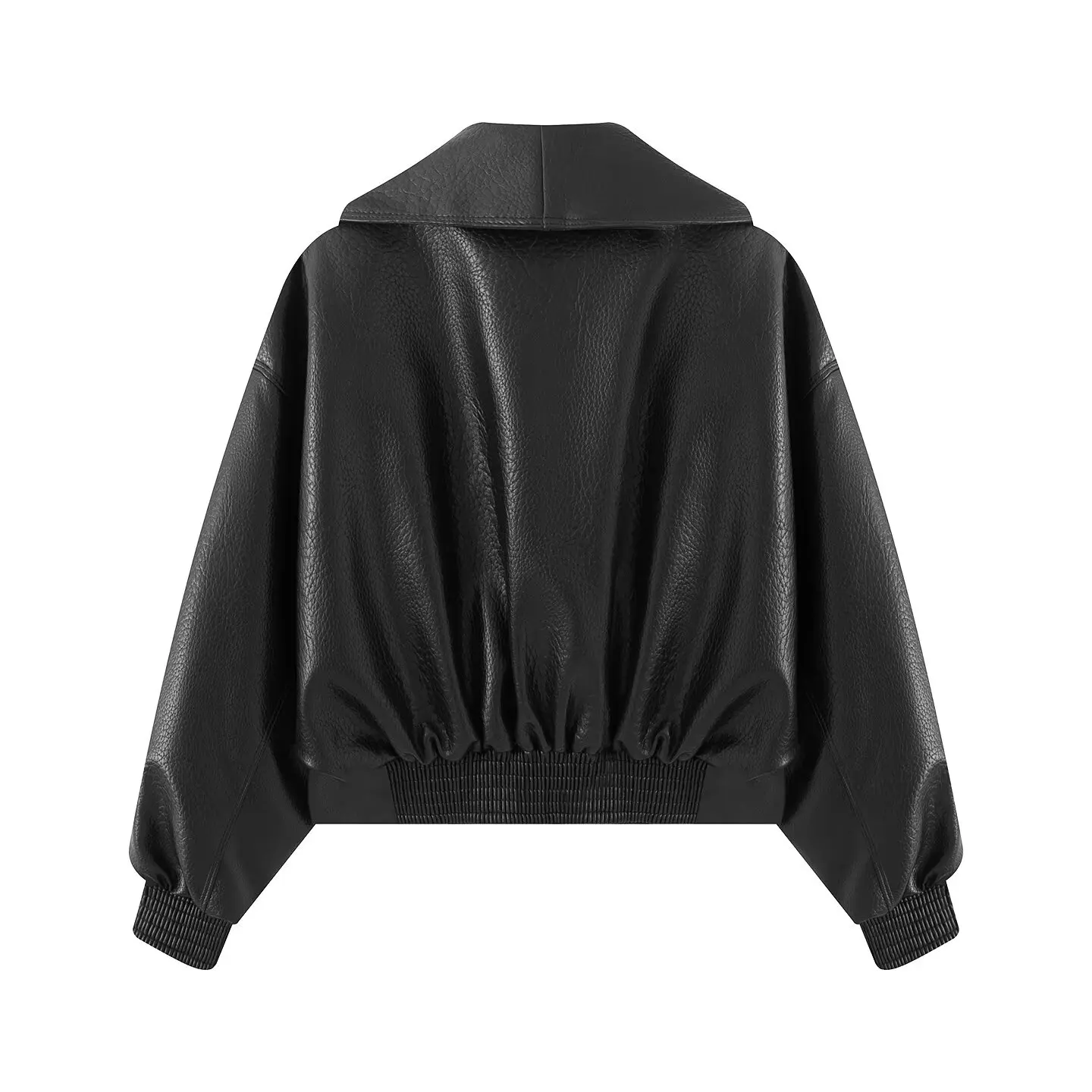 Women Faux Leather Cropped Jacket Asymmetric Wrap Luxury Coat Buckle Belt Short Moto Biker Outerwear Autumn Fashion Streetwear