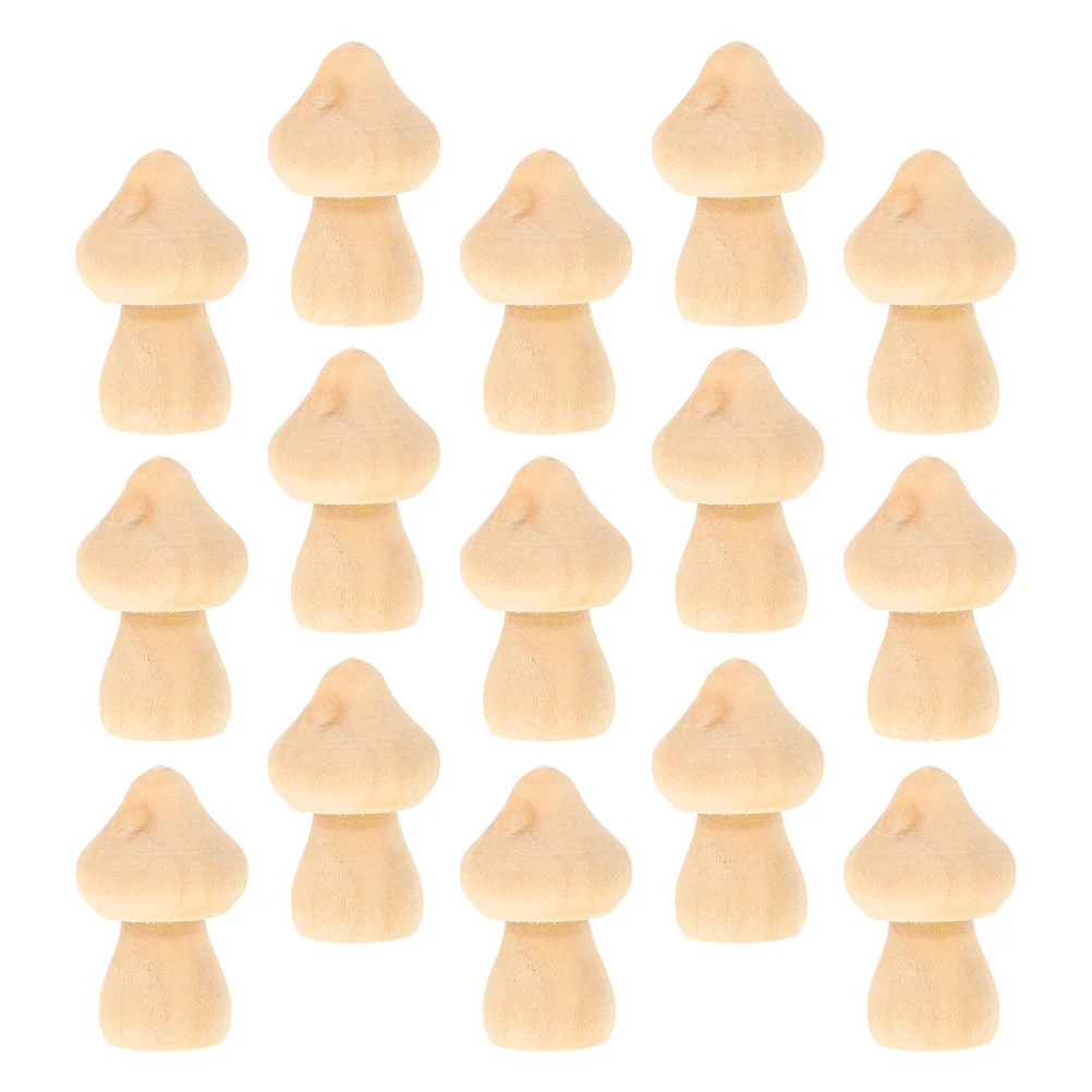 15 Pcs Small Wooden Mushroom Children's Toys DIY Hook up for Figurine Nature Craft