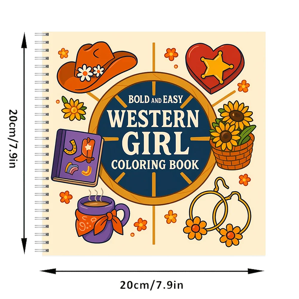 Easy Western Coloring Book for Adult Colouring Book, Birthday Day Gift, Back to School Supplies, Adults Cute Drawing Book
