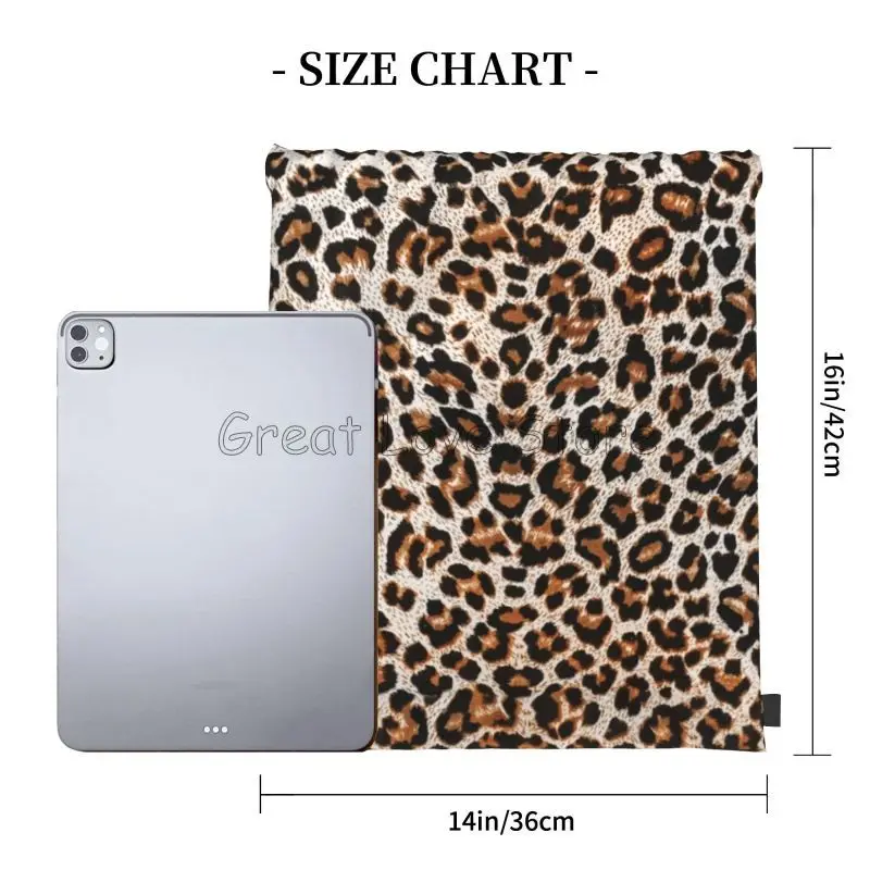 حقيبة ظهر برباط مطبوعة على شكل الفهد للنساء والرجال خفيفة الوزن وقابلة للطي حقيبة رياضية للصالة الرياضية حقيبة تخزين محمولة للتدريب