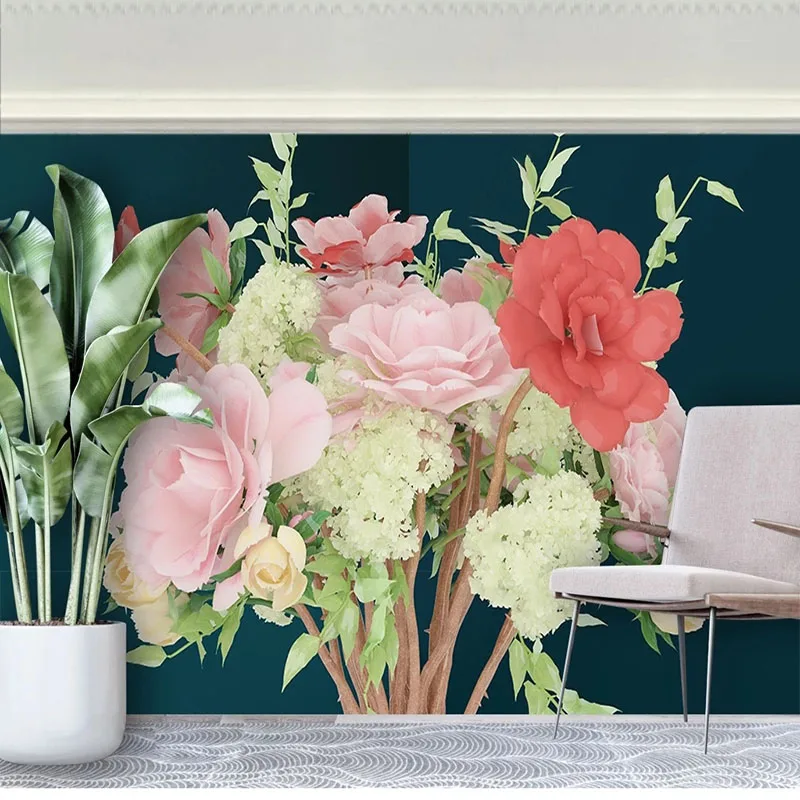 Custom Any Size 3D Mural Wallpaper Modern Flower TV Background Wall Tapety Fresco Papel De Parede Home Décor For Bedroom Walls