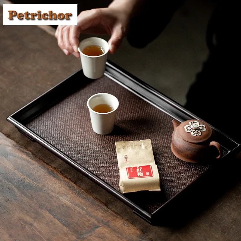 Japanese Rattan Bamboo Woven Tea Tray Snack Plate Coffee Storage Board Trays Provide for Hospitality Dishes for Serving Teaware