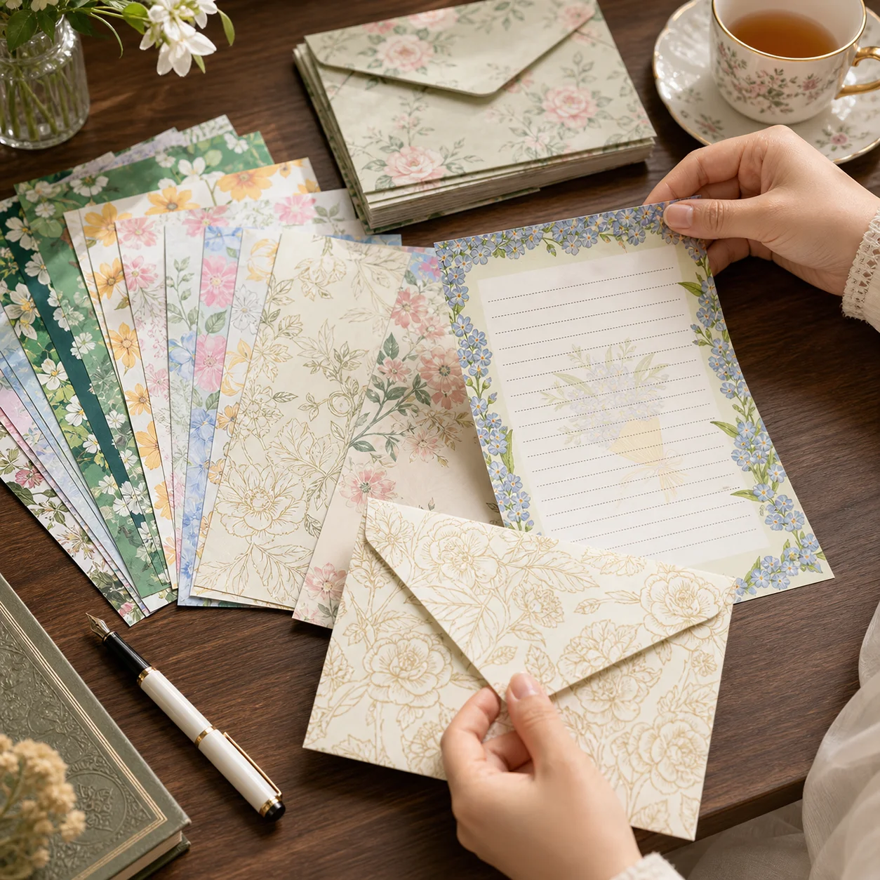 Vintage Stationery Set Decorative Letter Writing Set Decorative Envelopes Floral Floral Letter Paper Set For Weddings Mother's